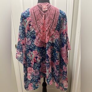 Floral Pink and Blue Women's Kimono NWT